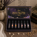 seven botanical rollers sit inside a box with Rooted in Plant Wisdom. Crafted for modern life. 