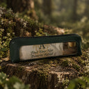 a faux-leather olive green cosmetic pouch with a find your new favorite ritual bag inside.