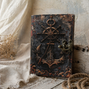 Decorative book with ship and anchor design on a rustic background